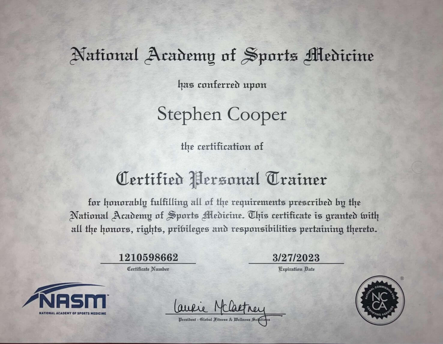 National Academy of Sports Medicine - Certified Personal Trainer
